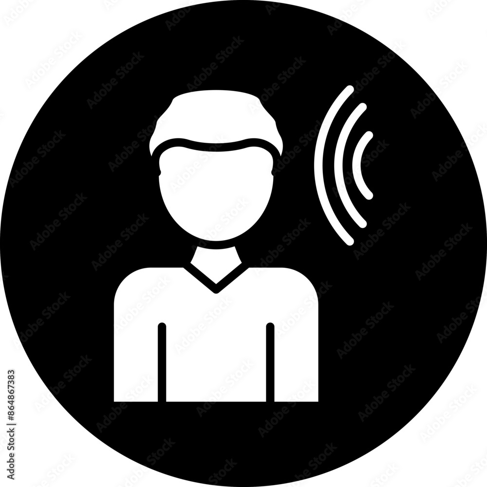 Wall mural listening icon style