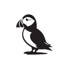Sea Bird Vector - Puffin Silhouette - Puffin Illustration - Bird Design.