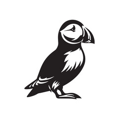 Sea Bird Vector - Puffin Silhouette - Puffin Illustration - Bird Design.