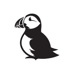 Sea Bird Vector - Puffin Silhouette - Puffin Illustration - Bird Design.