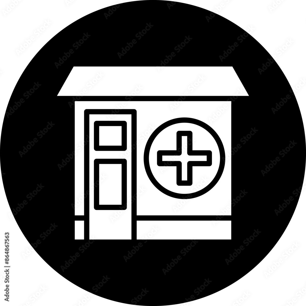 Sticker medical store icon style