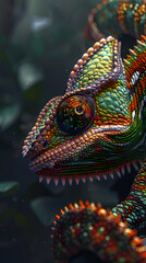 Close-up of a colorful chameleon