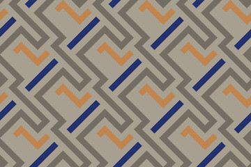 Seamless abstract geometric pattern with blue and orange background for fabric banners home decor surface design packaging Vector illustration