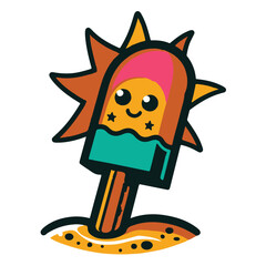 Beach ice cream vector art illustration