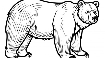 Obraz premium Cartoon bear, outlined for coloring.