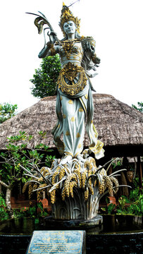 BALI APRIL 2024 - Dewi Sri Statue in Pura Taman Ayun temple at Bali, Indonesia