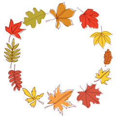 Banner made of autumn leaves. Vector illustration of a bright colorful autumn background. 