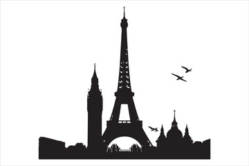 Obraz premium Iconic Landmarks in Silhouette 