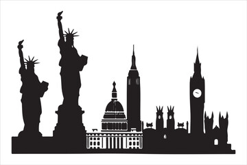 Fototapeta premium Iconic Landmarks in Silhouette 