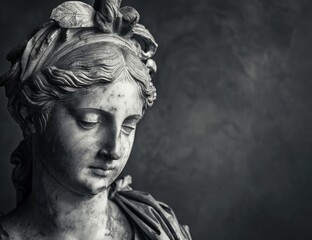 Fototapeta premium Weathered stone sculpture of a female figure