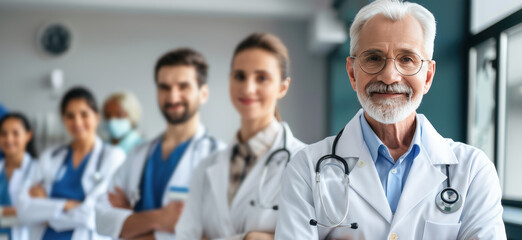 A group of doctors stand together in a room