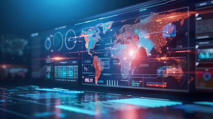 Fototapeta premium Futuristic cyber threat management dashboard monitoring and responding to security incidents