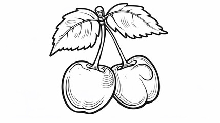 Cartoon cherry, outlined for coloring.