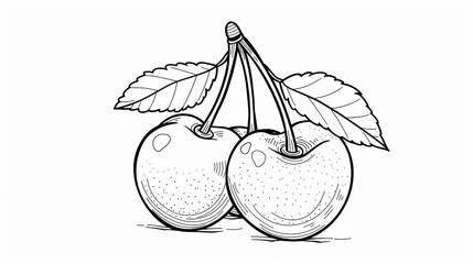 Cartoon cherry, outlined for coloring.