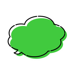 シンプルなふきだし もくもく 破線色ずれ 黄緑