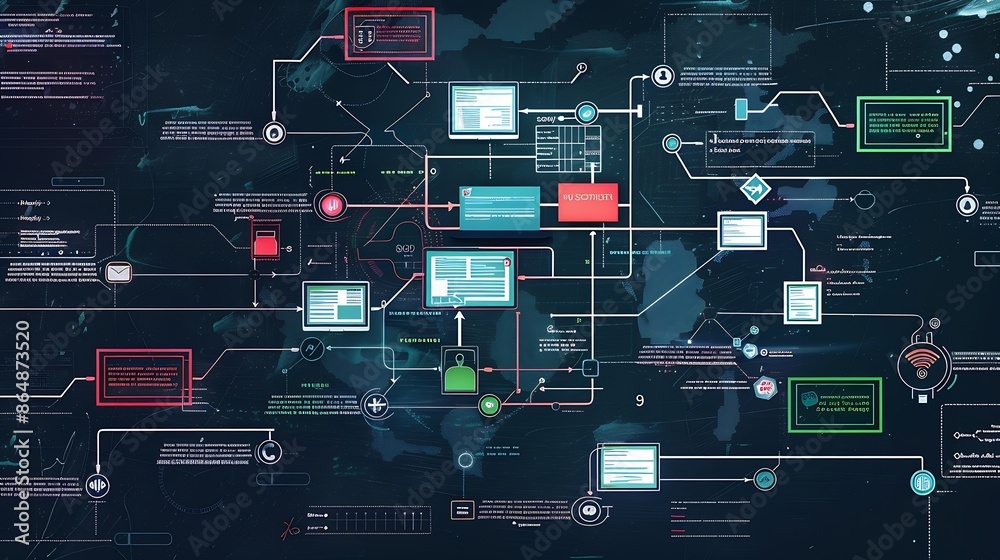 Leinwandbilder Software development flowchart diagram showing branching merging pull request commit master development and release version process workflow for business Distributed version control Gi : Generative AI