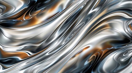Abstract background with liquid metal texture. Contemporary metallic silver dynamic backdrop