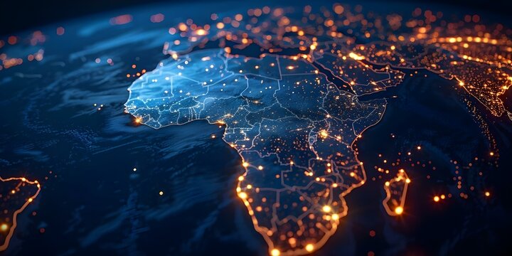 Digital Connectivity Infrastructure Mapping High-Speed Data Transfer in Africa. Concept Telecom Infrastructure, High-Speed Data Transfer, Africa, Digital Connectivity, Mapping