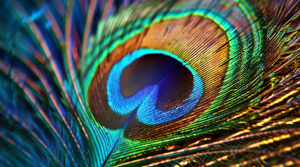 Obraz premium Peacock feather. Background. AI generated