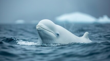Obraz premium Beluga Whale in the Sea of Ice