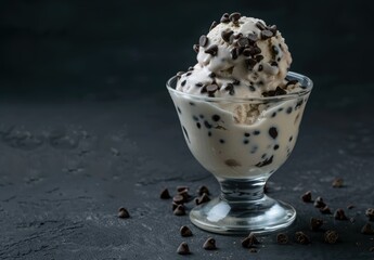 Delicious chocolate chip ice cream dessert