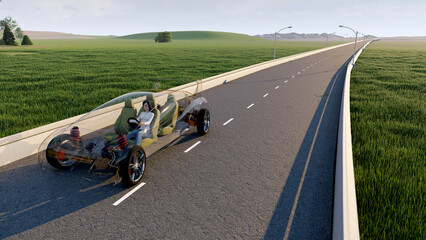 Transparent model cars.