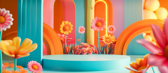 Obraz premium iridescent stage podium