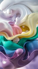 3d visualization abstract background. Soft light and pastel colours. Gentle futuristic liquid gradient landscape artwork