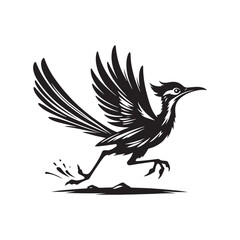 Roadrunner Bird Vector - Roadrunner Bird Silhouette - Minimalist Roadrunner Bird design.