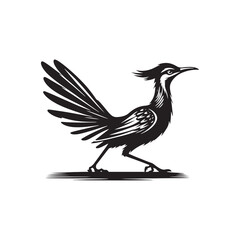 Roadrunner Bird Vector - Roadrunner Bird Silhouette - Minimalist Roadrunner Bird design.