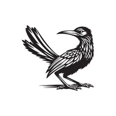 Roadrunner Bird Vector - Roadrunner Bird Silhouette - Minimalist Roadrunner Bird design.