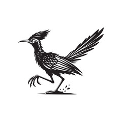 Roadrunner Bird Vector - Roadrunner Bird Silhouette - Minimalist Roadrunner Bird design.