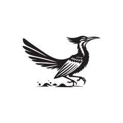 Roadrunner Bird Vector - Roadrunner Bird Silhouette - Minimalist Roadrunner Bird design.