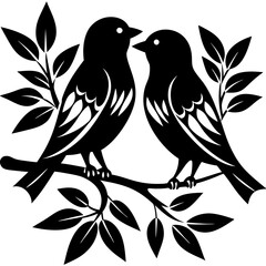 bird-silhouette-on-branch-vector--birds-in-love-si