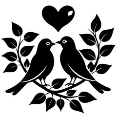 bird-silhouette-on-branch-vector--birds-in-love-si