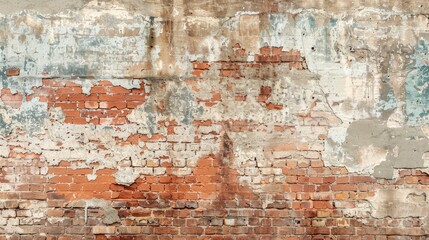 Vintage textured red clay brick wall with a distressed grungy appearance
