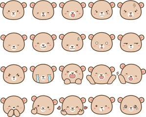 Obraz premium Doodle Set of Cute Bear Cartoon Clipart