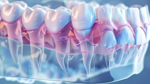 Dental Anatomy of mandibular human gum and teeth. x-ray view. Medically accurate tooth 3D illustration