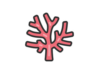 サンゴのアイコン（線画カラー）のイラスト