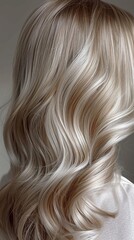 Fototapeta premium Blonde shiny highlight woman hair background texture, , macro shot, bright light