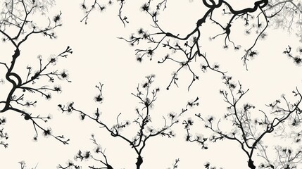 Fototapeta premium A black and white painting of a tree with leaves texture background