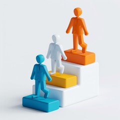 A 3D icon depicting leadership, with a figure leading a team forward, showcasing strength and vision. The design is dynamic and impactful, ideal for presentations and digital marketing materials.