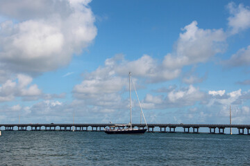 wooden bridge over the ocean, Key west, Florida