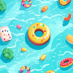 Seamless pattern with donuts