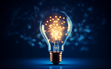 Light bulb on black background