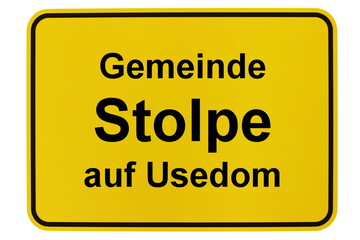 Illustration eines Ortsschildes der Gemeinde Stolpe auf Usedom in Mecklenburg-Vorpommern