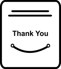 Thank you card line icon. Thanksgiving greeting card icon. Replaceable vector design.