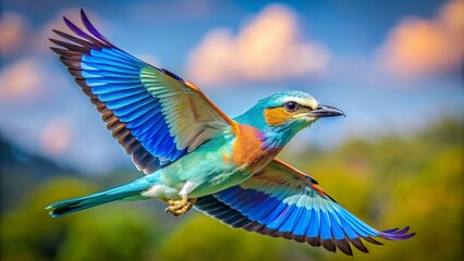 Fototapeta premium European Roller, The Azure Adventurer bird
