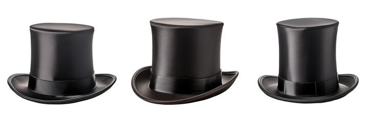 Classic black tophat isolated on transparent background