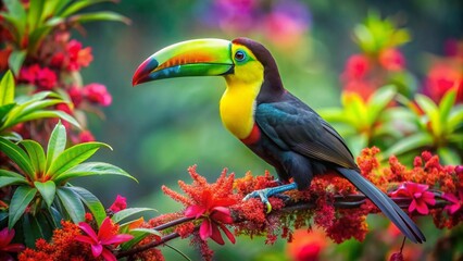 Fototapeta premium Keel billed Toucan Tropical Paintbrush bird